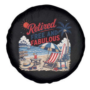 Retirement Gifts For Her Spare Tire Cover Retro Retired Free And Fabulous Beach Summer Vacation Vintage