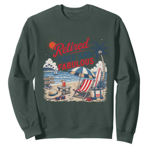Retirement Gifts For Her Sweatshirt Retro Retired Free And Fabulous Beach Summer Vacation Vintage