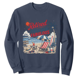 Retirement Gifts For Her Sweatshirt Retro Retired Free And Fabulous Beach Summer Vacation Vintage