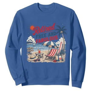 Retirement Gifts For Her Sweatshirt Retro Retired Free And Fabulous Beach Summer Vacation Vintage