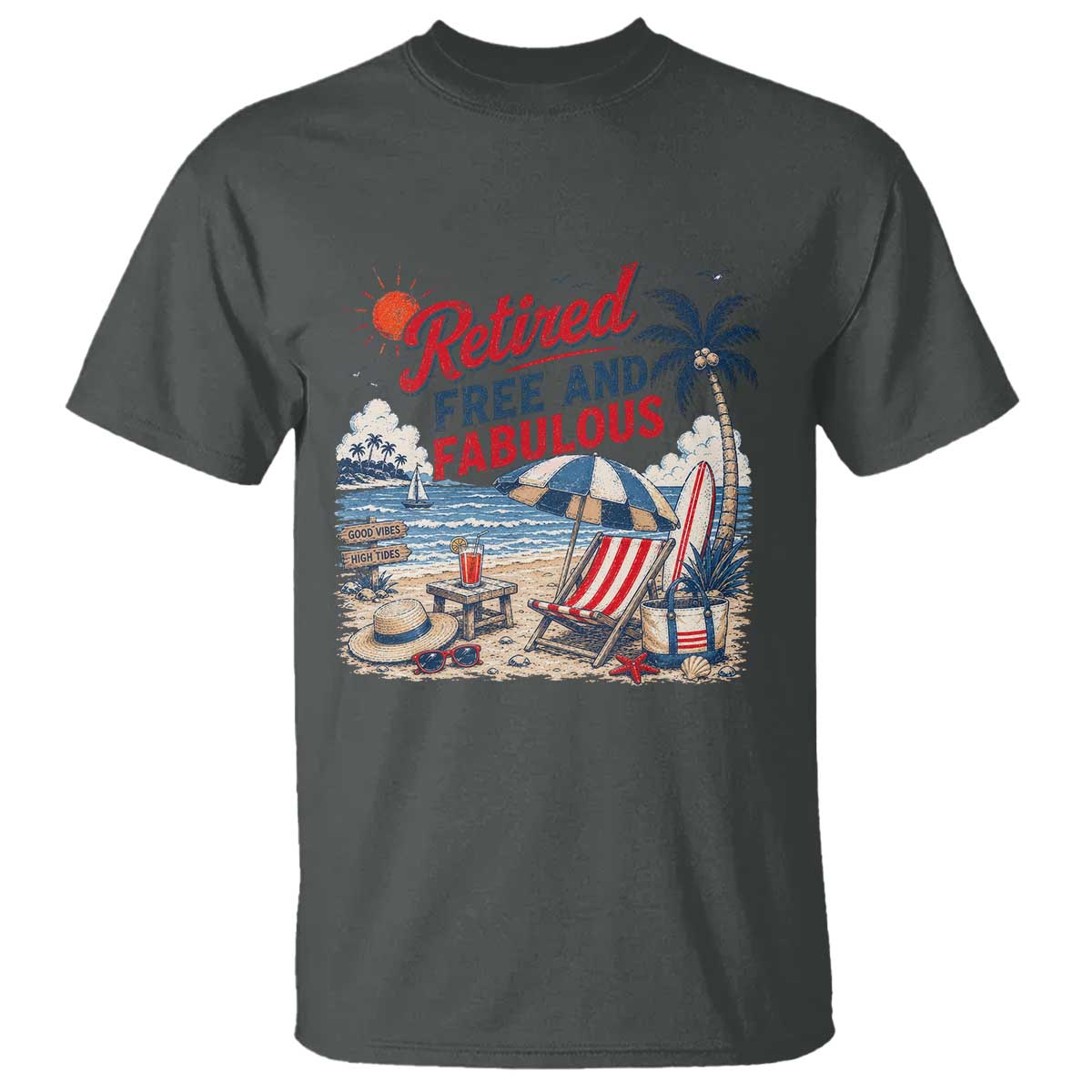 Retirement Gifts For Her T Shirt Retro Retired Free And Fabulous Beach Summer Vacation Vintage