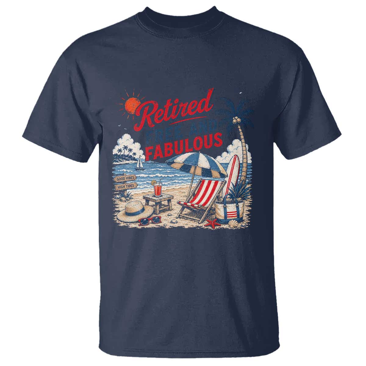 Retirement Gifts For Her T Shirt Retro Retired Free And Fabulous Beach Summer Vacation Vintage