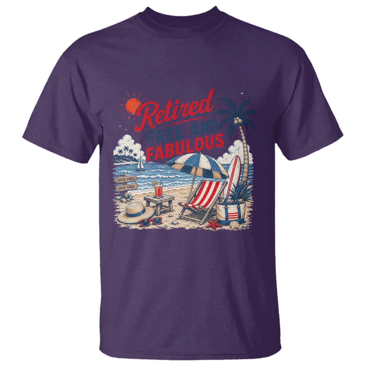 Retirement Gifts For Her T Shirt Retro Retired Free And Fabulous Beach Summer Vacation Vintage