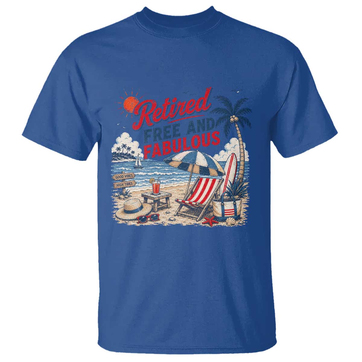 Retirement Gifts For Her T Shirt Retro Retired Free And Fabulous Beach Summer Vacation Vintage