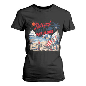Retirement Gifts For Her T Shirt For Women Retro Retired Free And Fabulous Beach Summer Vacation Vintage