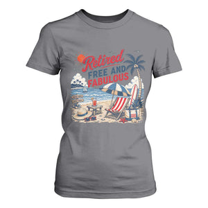 Retirement Gifts For Her T Shirt For Women Retro Retired Free And Fabulous Beach Summer Vacation Vintage