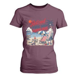 Retirement Gifts For Her T Shirt For Women Retro Retired Free And Fabulous Beach Summer Vacation Vintage