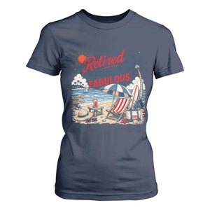Retirement Gifts For Her T Shirt For Women Retro Retired Free And Fabulous Beach Summer Vacation Vintage