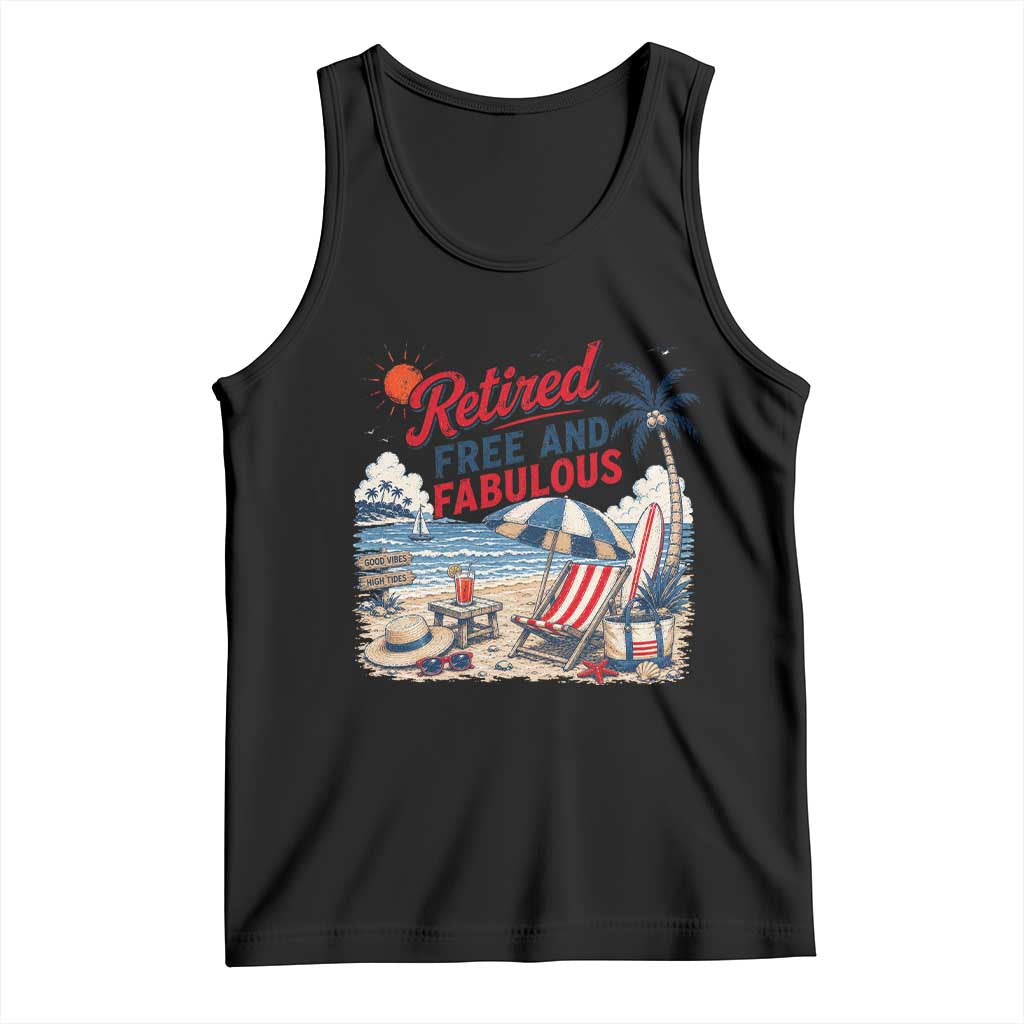 Retirement Gifts For Her Tank Top Retro Retired Free And Fabulous Beach Summer Vacation Vintage