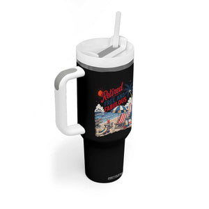 Retirement Gifts For Her Tumbler With Handle Retro Retired Free And Fabulous Beach Summer Vacation Vintage