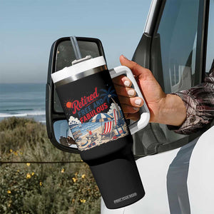 Retirement Gifts For Her Tumbler With Handle Retro Retired Free And Fabulous Beach Summer Vacation Vintage