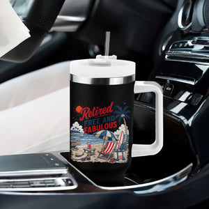 Retirement Gifts For Her Tumbler With Handle Retro Retired Free And Fabulous Beach Summer Vacation Vintage