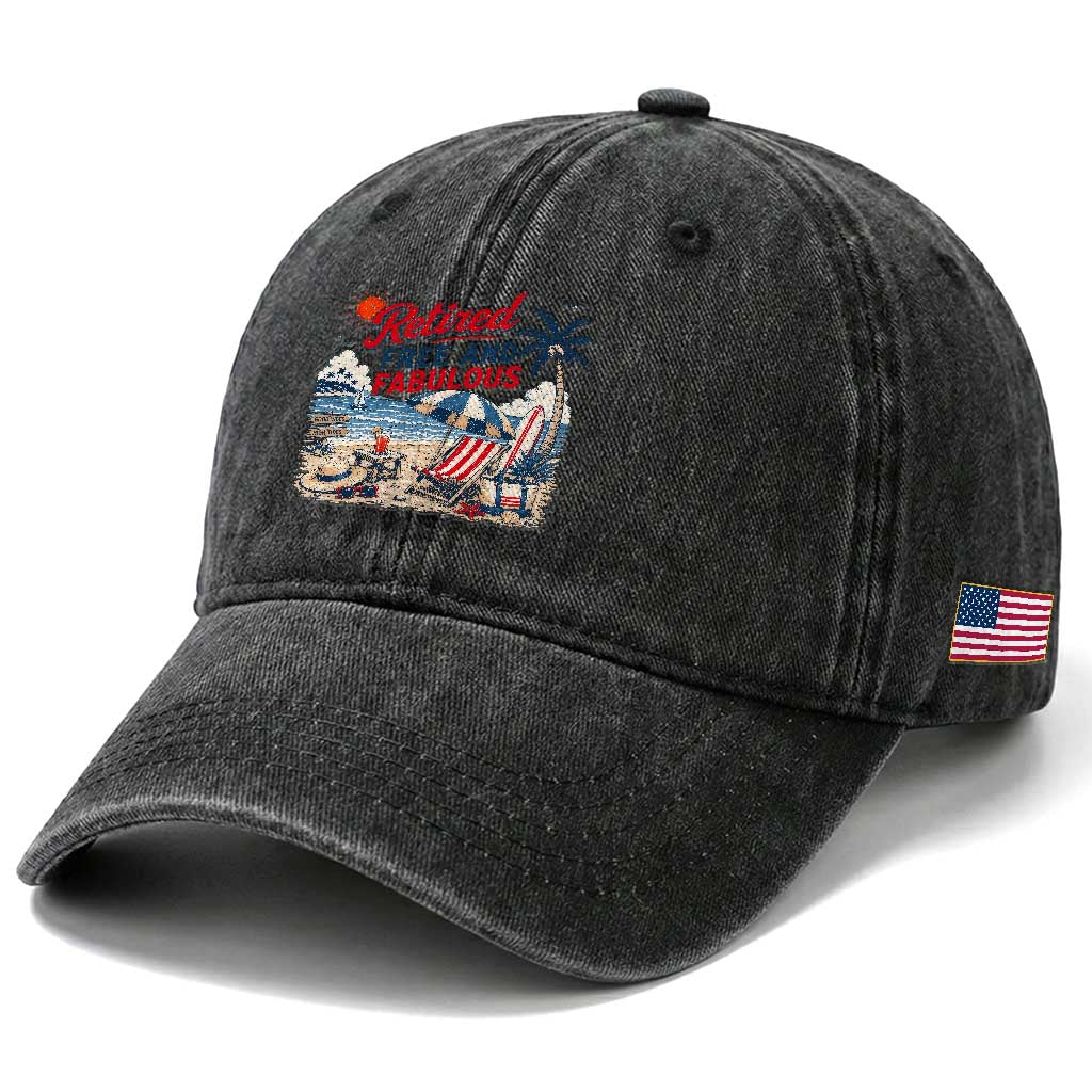 Retirement Gifts For Her Washed Cotton Baseball Cap Retro Retired Free And Fabulous Beach Summer Vacation Vintage