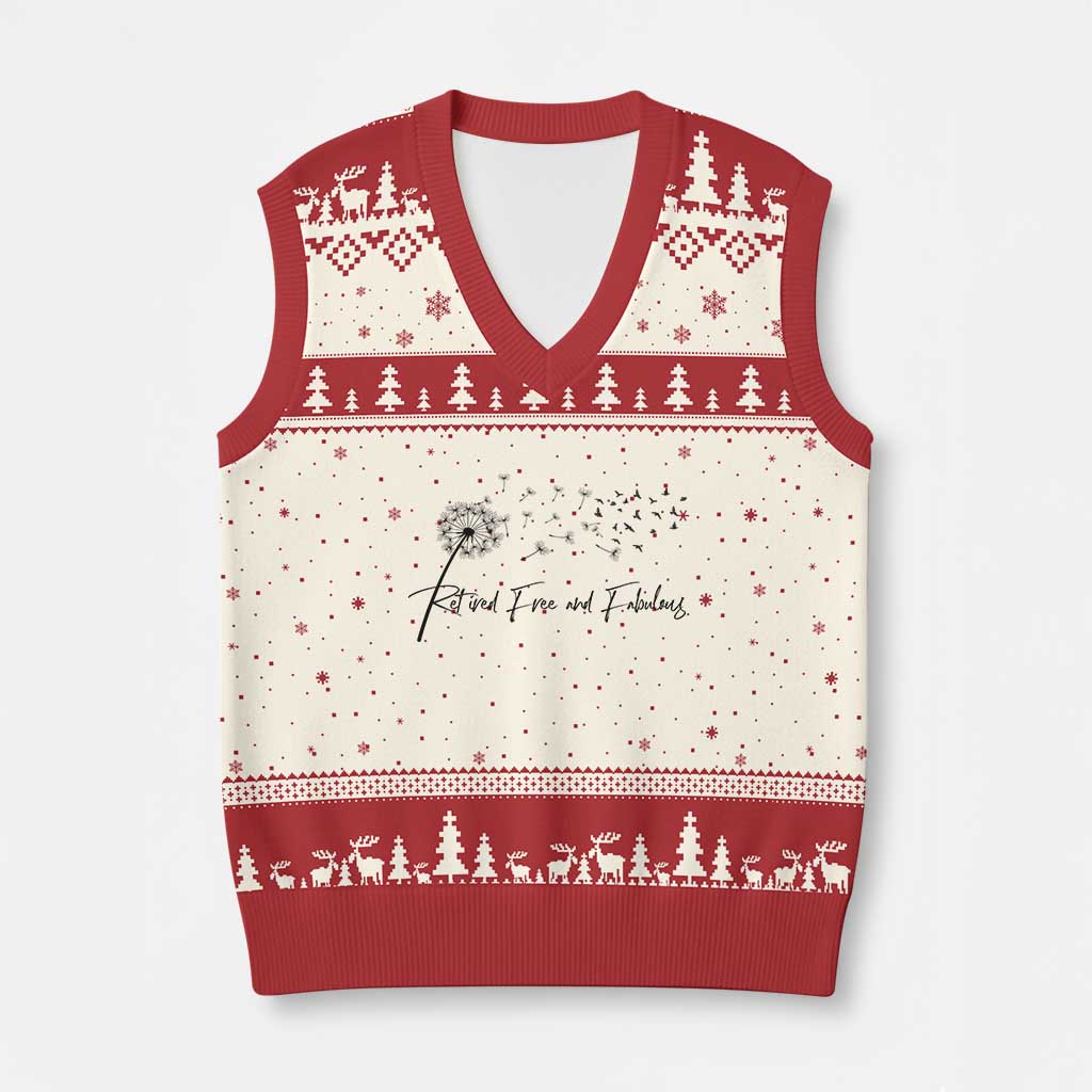 Happy Retirement Gifts For Woman V-Neck Knit Sweater Vest Retired Free And Fabulous Dandelion