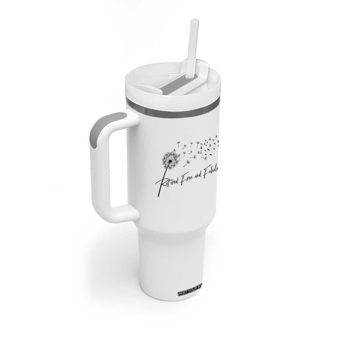 Happy Retirement Gifts For Woman Tumbler With Handle Retired Free And Fabulous Dandelion