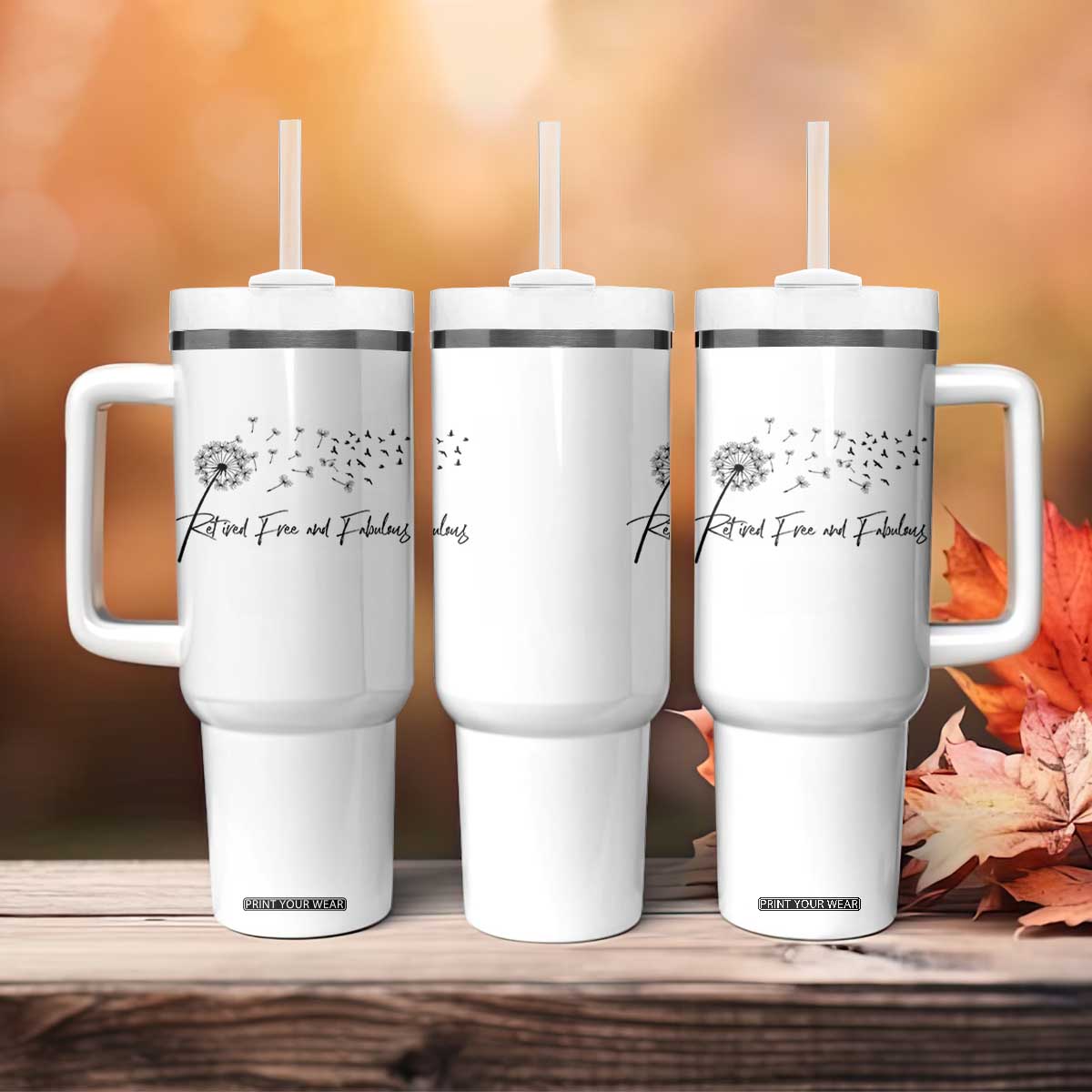 Happy Retirement Gifts For Woman Tumbler With Handle Retired Free And Fabulous Dandelion