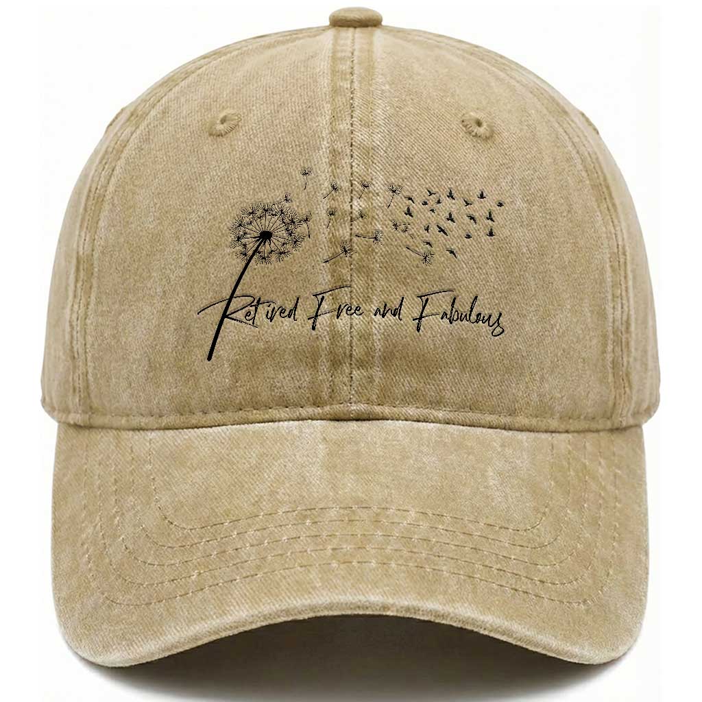 Happy Retirement Gifts For Woman Washed Cotton Baseball Cap Retired Free And Fabulous Dandelion