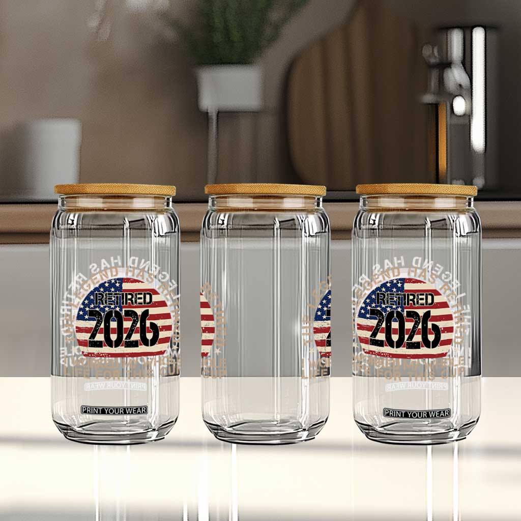 The Legend Has Retired 2026 Glass Can American Flag Coworker Retirement Gifts I Worked My Whole Life For This