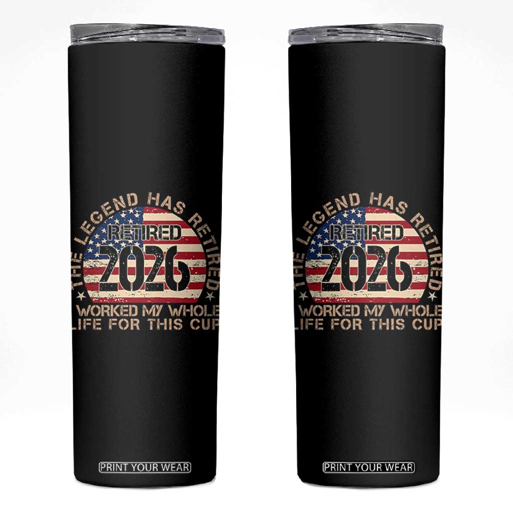 The Legend Has Retired 2026 Skinny Tumbler American Flag Coworker Retirement Gifts I Worked My Whole Life For This