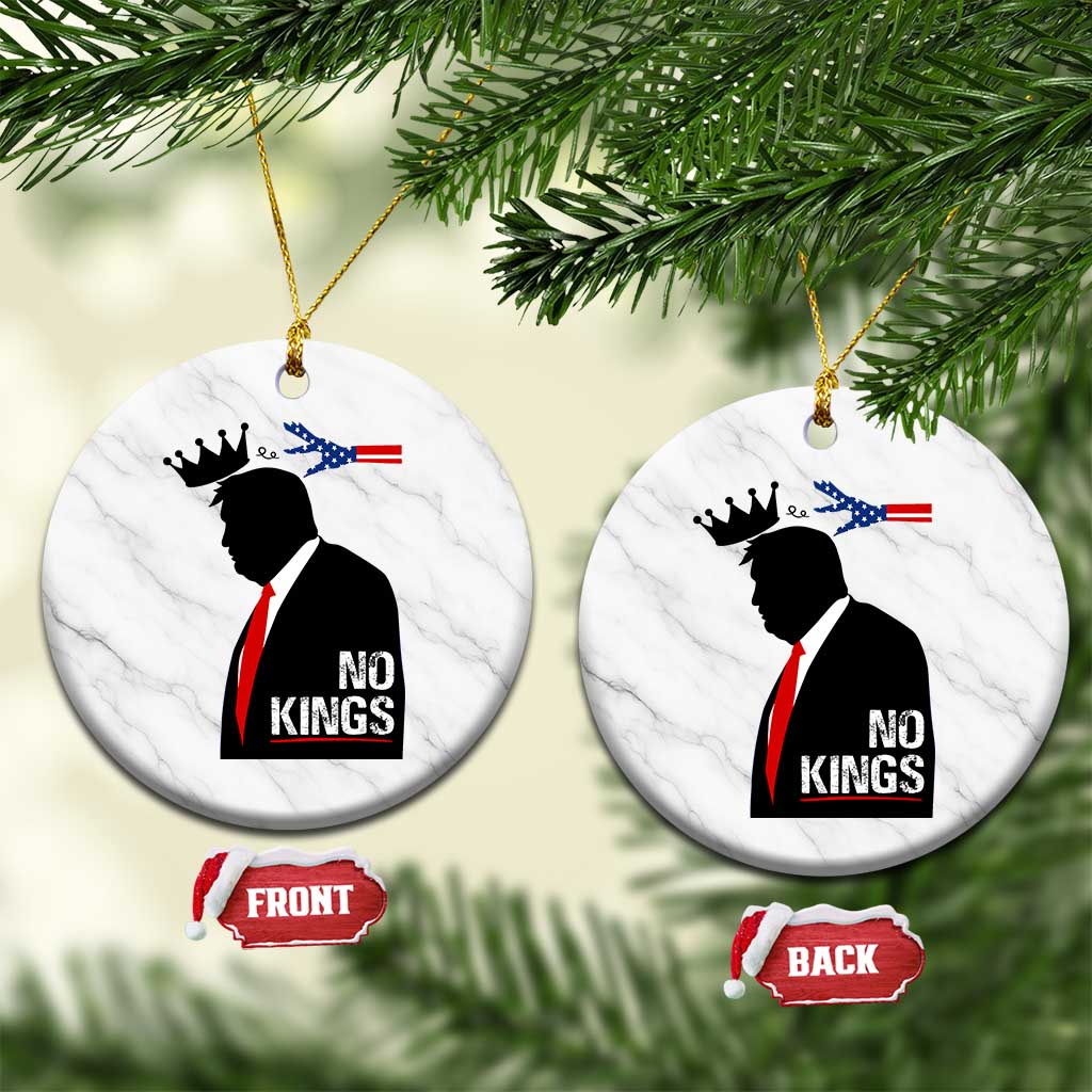 No Kings Ceramic Ornament Funny Resist Meme TS10 1pc White Marble Print Your Wear