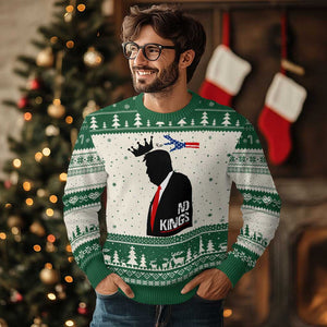 No Kings Ugly Christmas Sweater Funny Resist Meme TS10 Beige Green Print Your Wear
