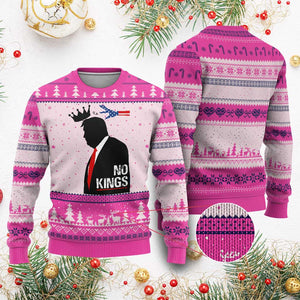 No Kings Ugly Christmas Sweater Funny Resist Meme TS10 Hot Pink Print Your Wear