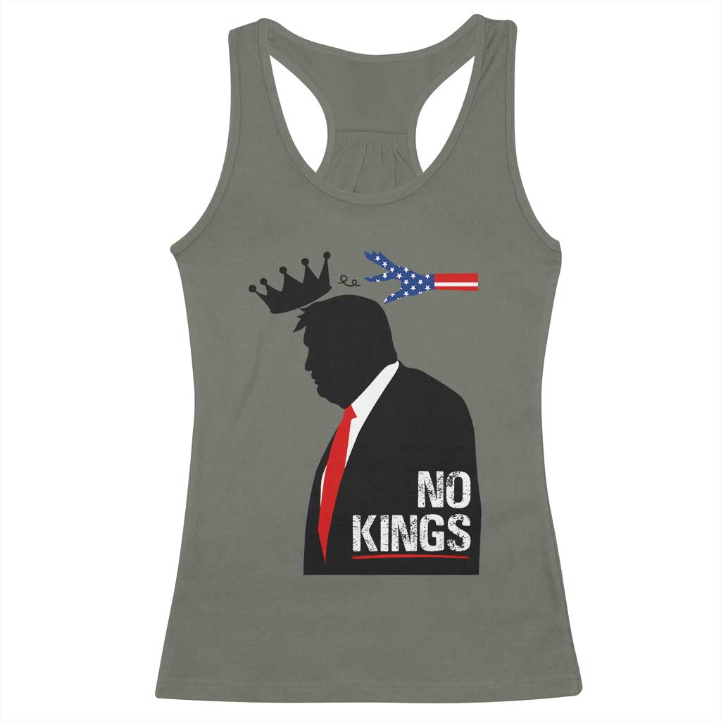 No Kings Racerback Tank Top Funny Resist Meme TS10 Military Green Print Your Wear
