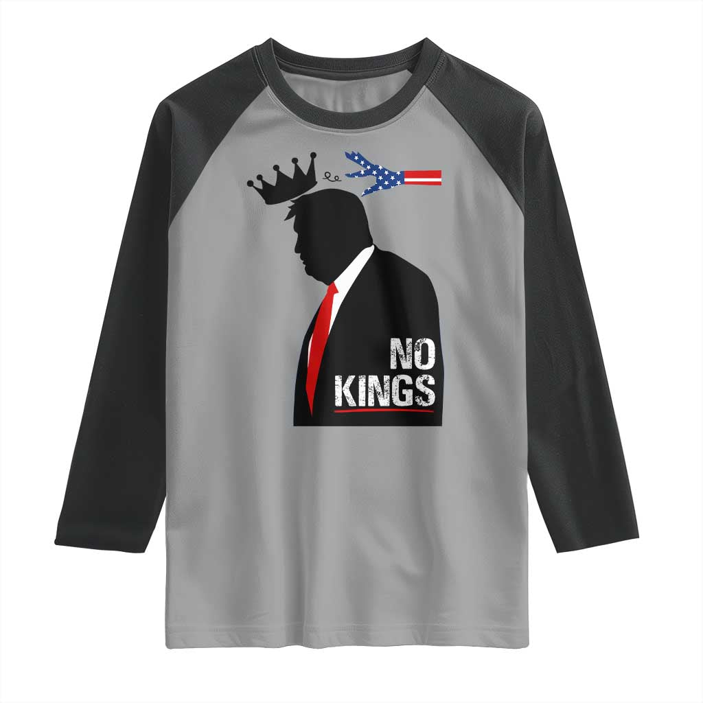 No Kings Raglan Shirt Funny Resist Meme TS10 Sport Gray Black Print Your Wear