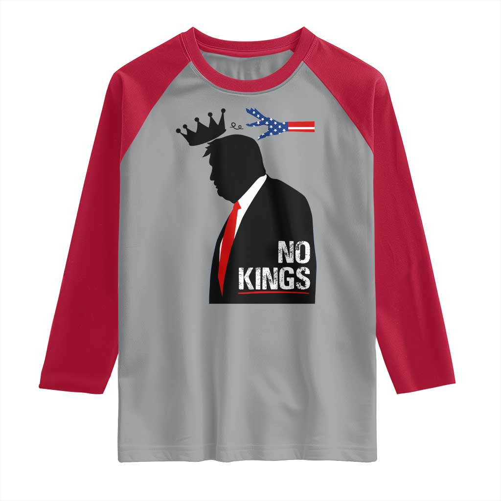 No Kings Raglan Shirt Funny Resist Meme TS10 Sport Gray Red Print Your Wear