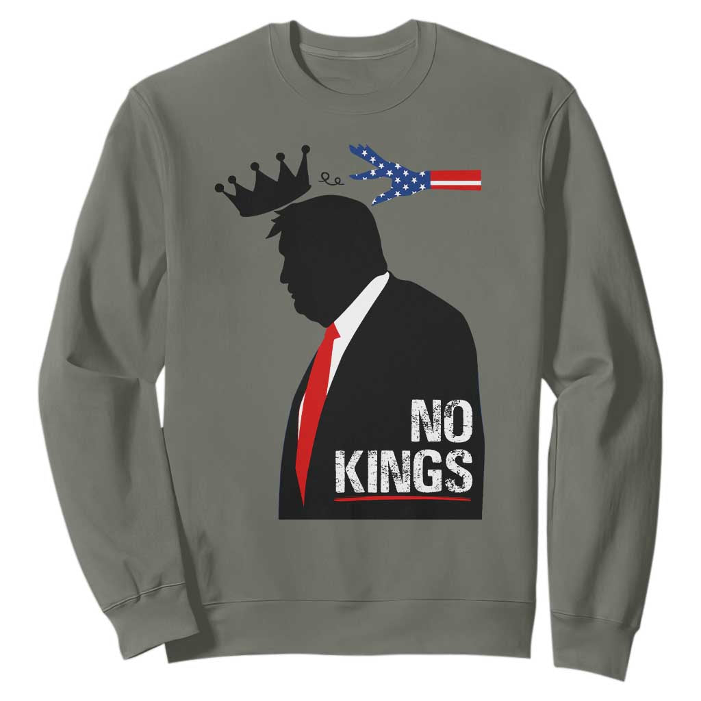 No Kings Sweatshirt Funny Resist Meme TS10 Military Green Print Your Wear