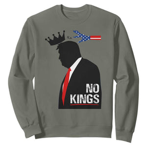 No Kings Sweatshirt Funny Resist Meme TS10 Military Green Print Your Wear