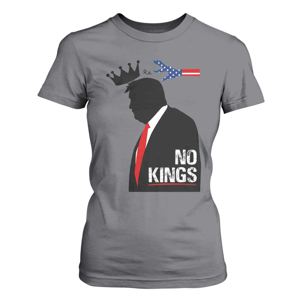 No Kings T Shirt For Women Funny Resist Meme TS10 Charcoal Print Your Wear