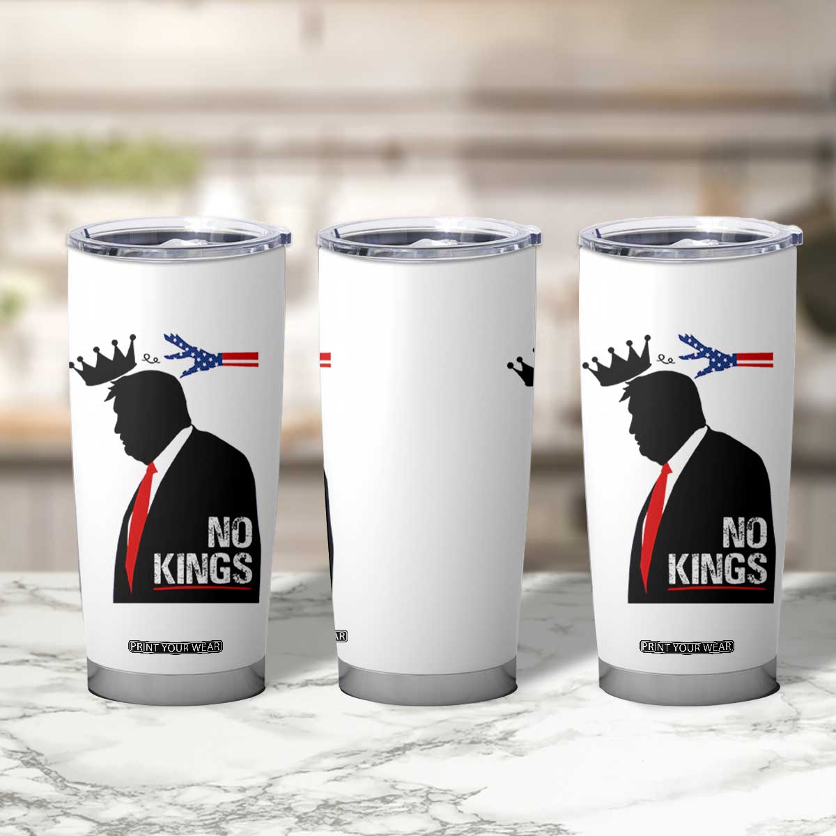 No Kings Tumbler Cup Funny Resist Meme TS10 Print Your Wear