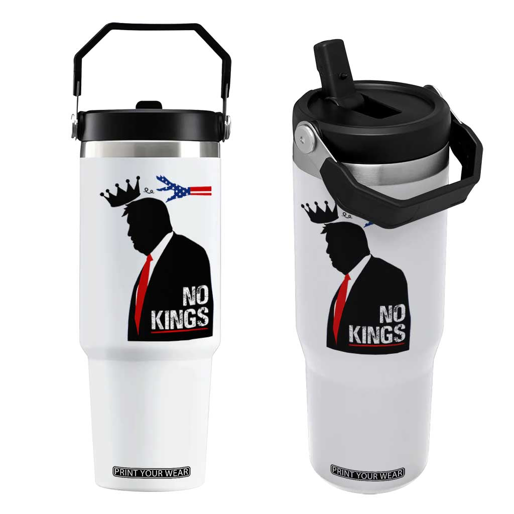 No Kings Flip Straw Tumbler Funny Resist Meme TS10 One Size: 30 oz White Print Your Wear