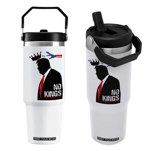 No Kings Flip Straw Tumbler Funny Resist Meme TS10 One Size: 30 oz White Print Your Wear