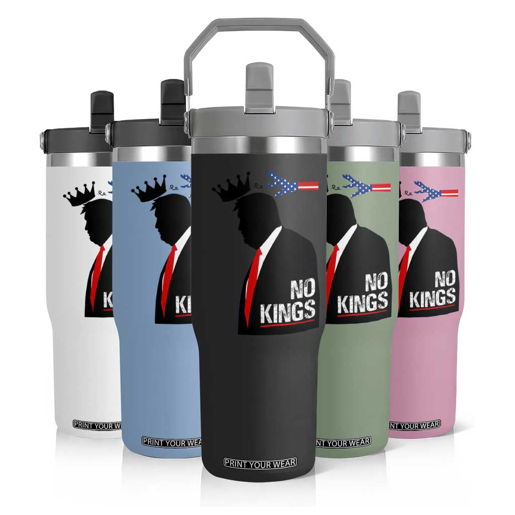No Kings Flip Straw Tumbler Funny Resist Meme TS10 Print Your Wear