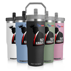 No Kings Flip Straw Tumbler Funny Resist Meme TS10 Print Your Wear