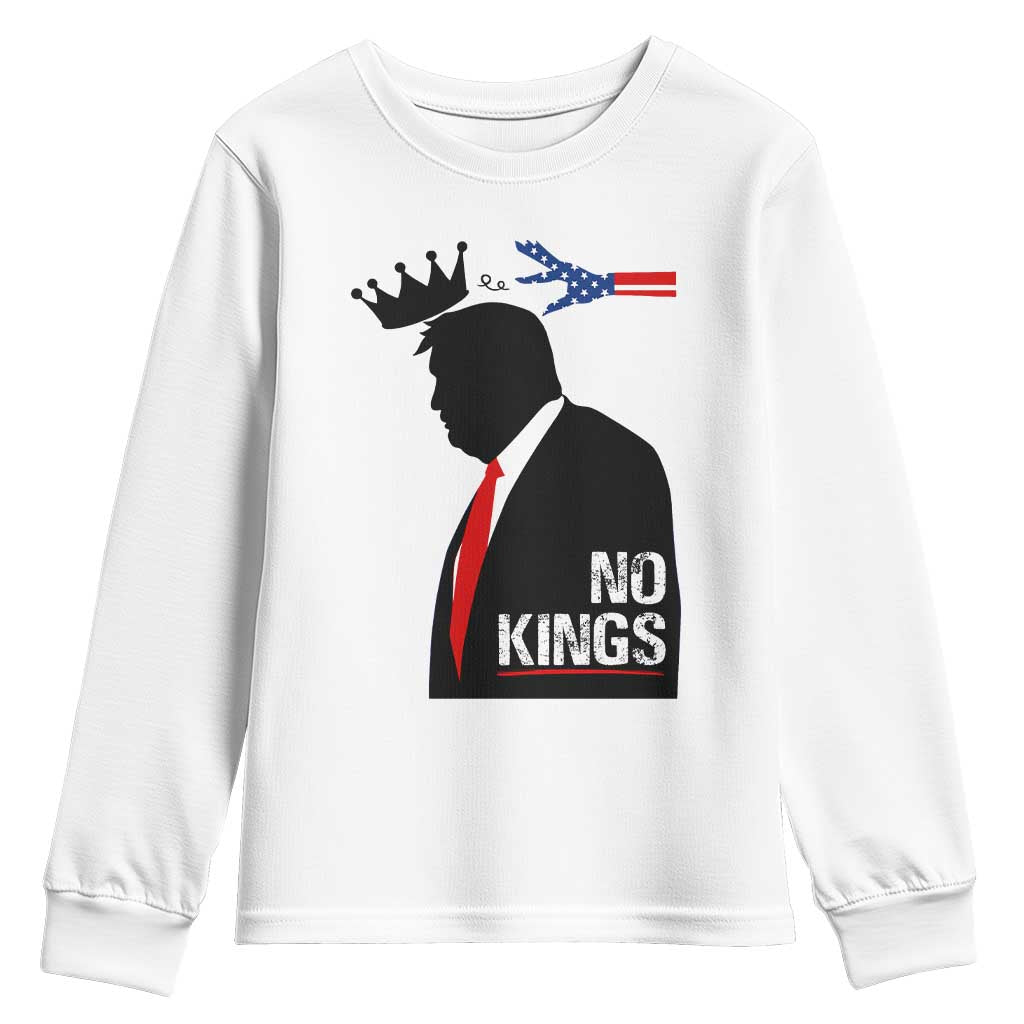 No Kings Youth Sweatshirt Funny Resist Meme TS10 White Print Your Wear