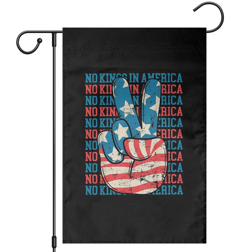 No Kings In America Garden Flag USA Flag Peace Sign Hand 4th of July Patriotic TS10 Black Print Your Wear