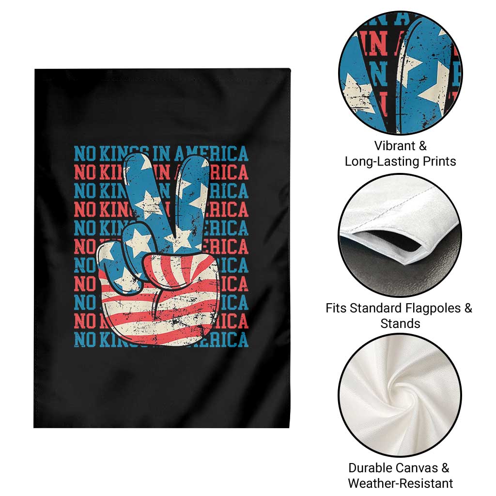 No Kings In America Garden Flag USA Flag Peace Sign Hand 4th of July Patriotic TS10 Print Your Wear