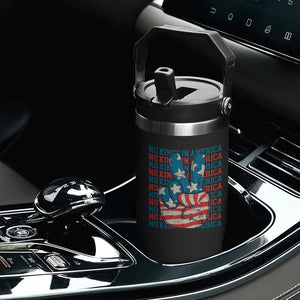 No Kings In America Flip Straw Tumbler USA Flag Peace Sign Hand 4th of July Patriotic TS10 Print Your Wear