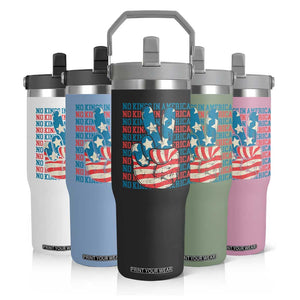 No Kings In America Flip Straw Tumbler USA Flag Peace Sign Hand 4th of July Patriotic TS10 Print Your Wear
