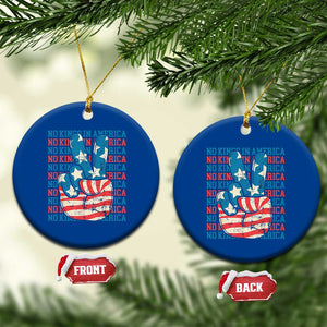 No Kings In America Ceramic Ornament USA Flag Peace Sign Hand 4th of July Patriotic TS10 1pc Blue Print Your Wear