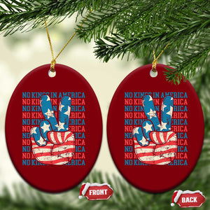 No Kings In America Ceramic Ornament USA Flag Peace Sign Hand 4th of July Patriotic TS10 Print Your Wear
