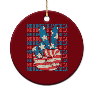 No Kings In America Ceramic Ornament USA Flag Peace Sign Hand 4th of July Patriotic TS10 1pc Red Print Your Wear