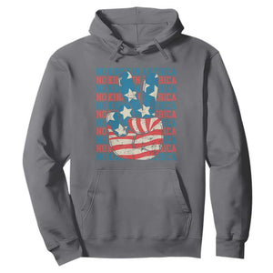 No Kings In America Hoodie USA Flag Peace Sign Hand 4th of July Patriotic TS10 Charcoal Print Your Wear