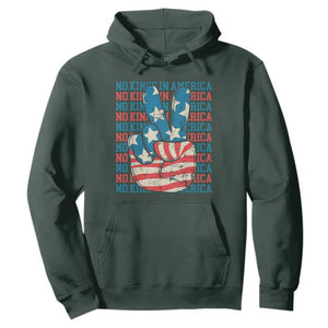 No Kings In America Hoodie USA Flag Peace Sign Hand 4th of July Patriotic TS10 Dark Forest Green Print Your Wear