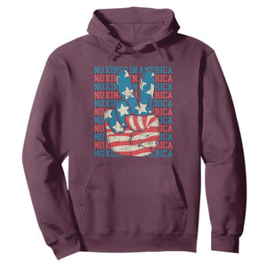 No Kings In America Hoodie USA Flag Peace Sign Hand 4th of July Patriotic TS10 Maroon Print Your Wear
