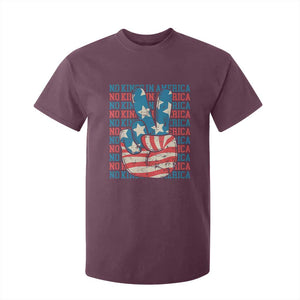 No Kings In America T Shirt For Kid USA Flag Peace Sign Hand 4th of July Patriotic TS10 Maroon Print Your Wear