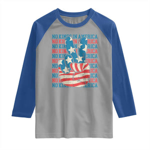 No Kings In America Raglan Shirt USA Flag Peace Sign Hand 4th of July Patriotic TS10 Sport Gray Royal Print Your Wear